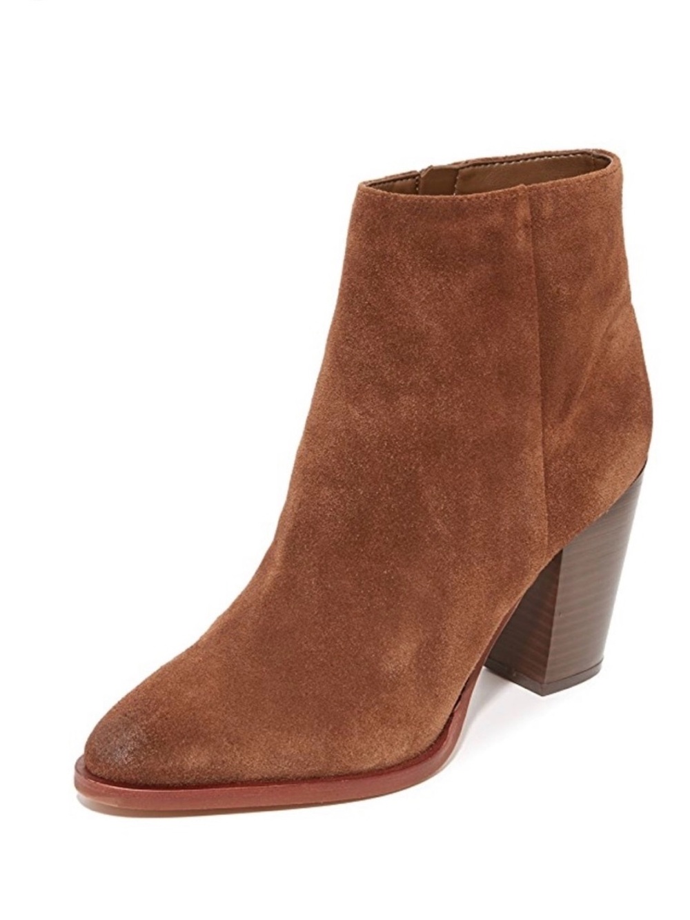 Sam Edelman Chestnut Suede Stacked Heel Ankle Boot